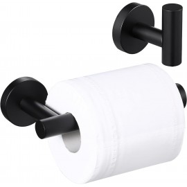 KES Bathroom Accessories Hardware Set Toilet Paper Holder and Robe Towel Hook SUS304 Stainless Steel Round Wall Mounted Matte Black, LA20BKDG-21